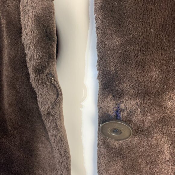 Vintage 1950s 60s MCM Chocolate Brown Faux Fur Teddy Coat - Picture 16 of 16